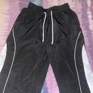 Black Track Pants with White Accents